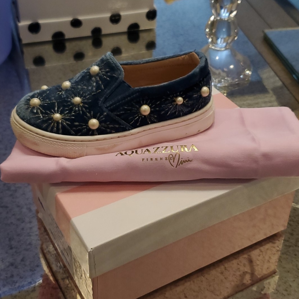 Blue velvet Aquazzura sneakers